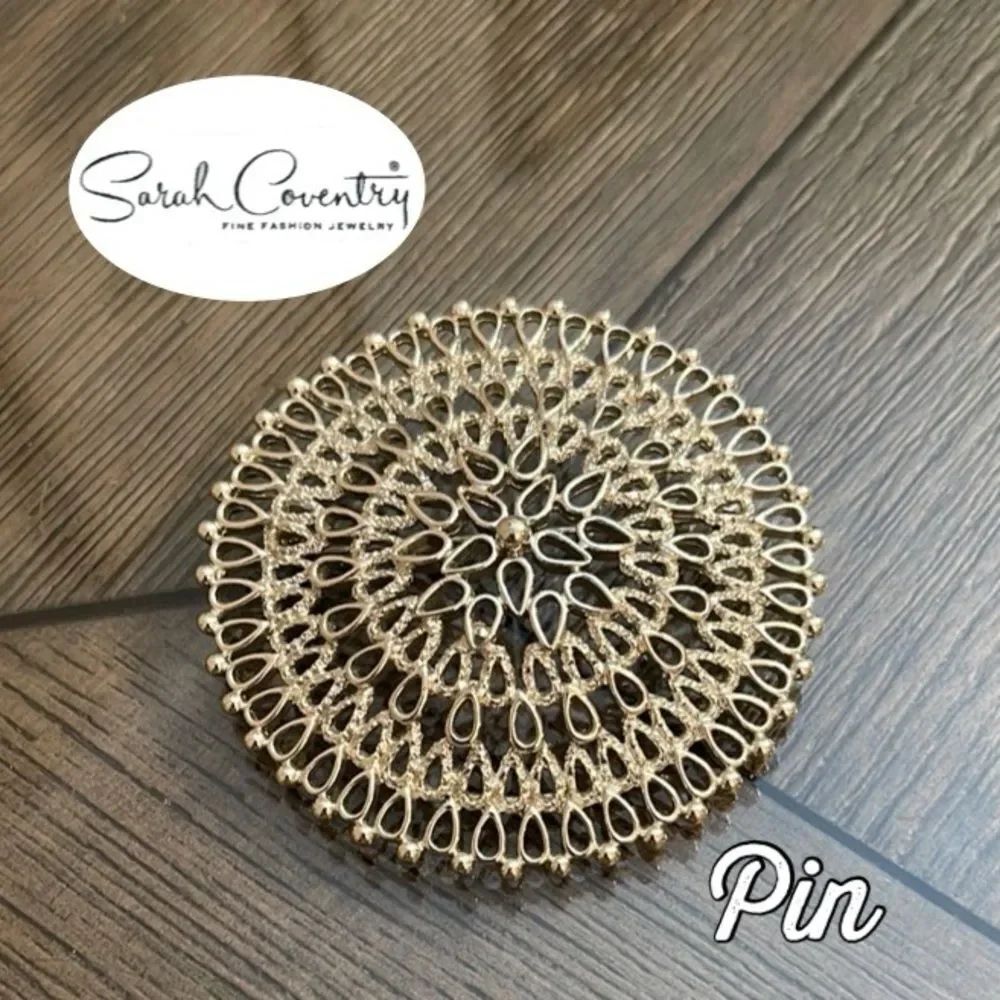 Vintage SARAH COVENTRY "VENETIAN" Silver Lacy Filigree Statement Brooch 1969